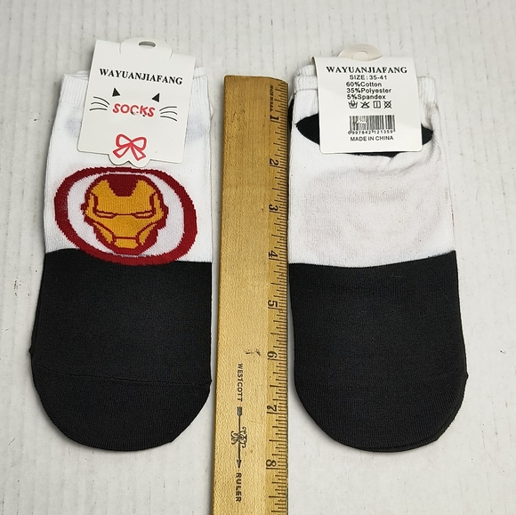 Inspired Sports Ankle Socks Kids Novelty Black/White - Picture 2 of 3